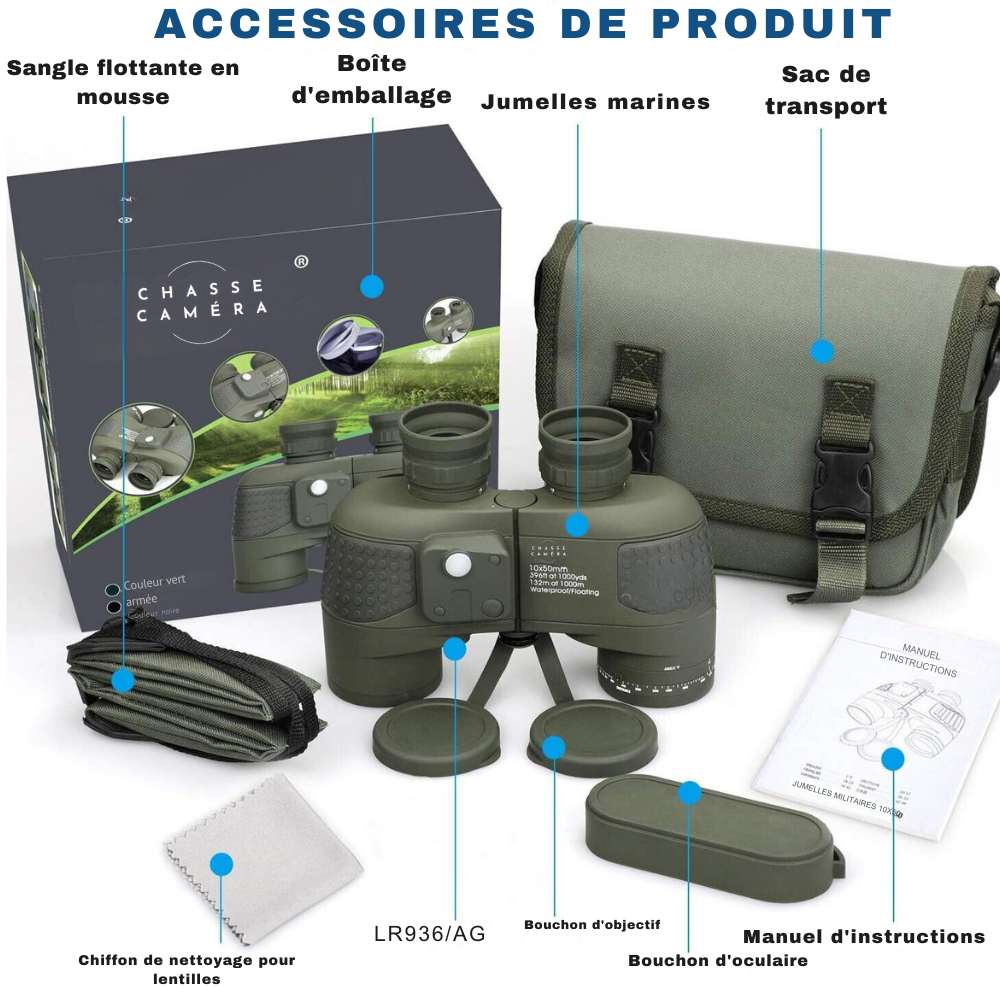 Jumelles d’observation 10x50 avec boussole – TerraCam Explore